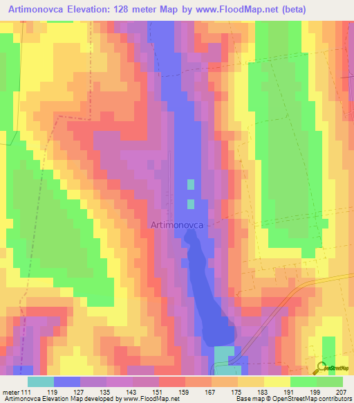 Artimonovca,Moldova Elevation Map