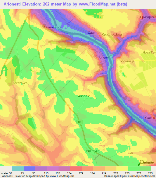 Arionesti,Moldova Elevation Map