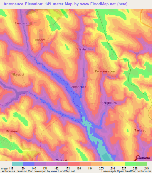 Antoneuca,Moldova Elevation Map