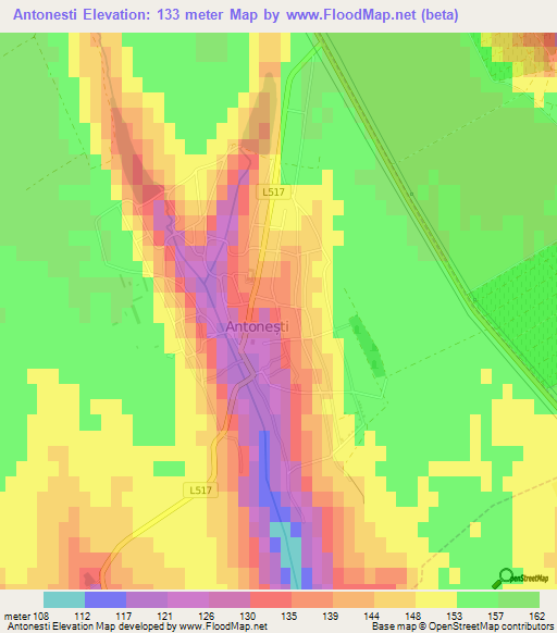 Antonesti,Moldova Elevation Map