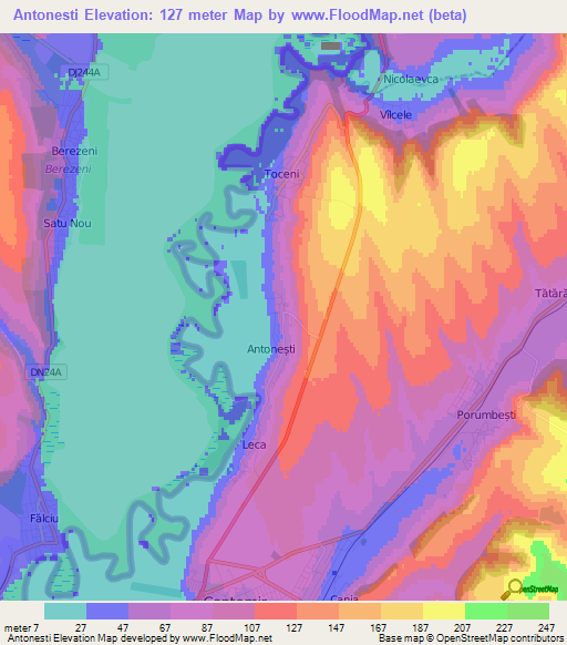 Antonesti,Moldova Elevation Map