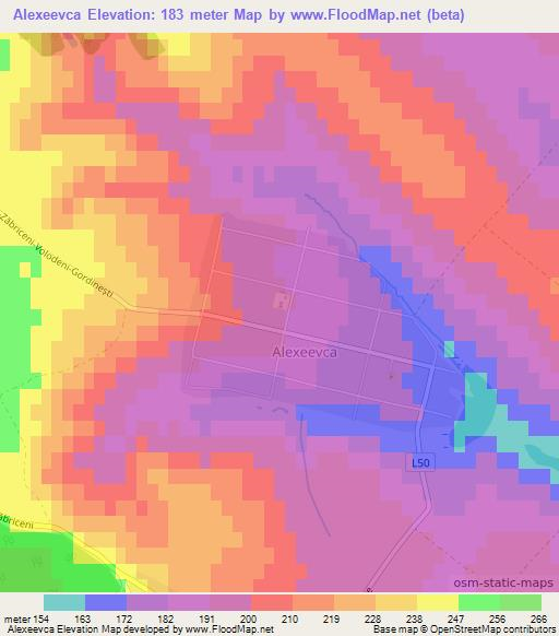 Alexeevca,Moldova Elevation Map