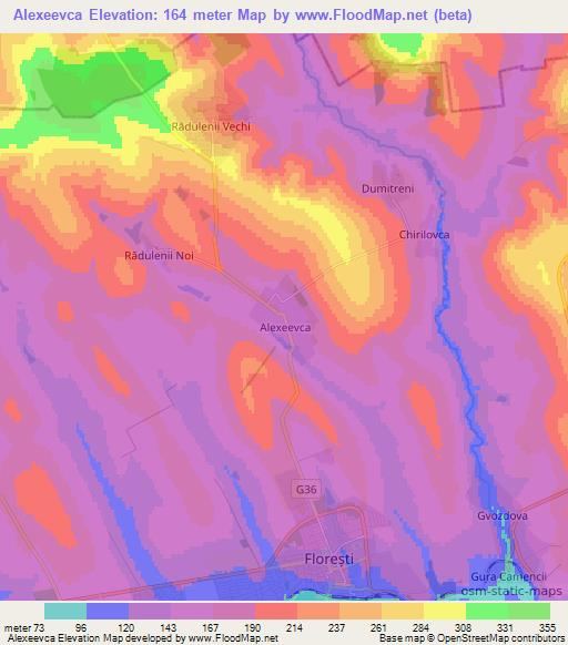 Alexeevca,Moldova Elevation Map