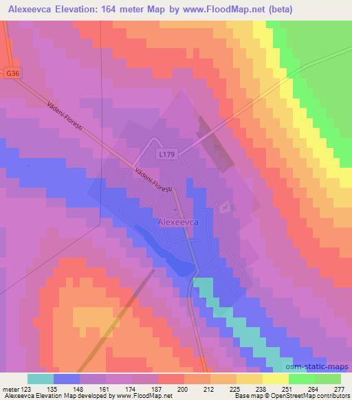 Alexeevca,Moldova Elevation Map