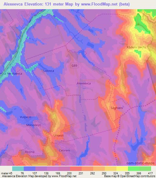 Alexeevca,Moldova Elevation Map