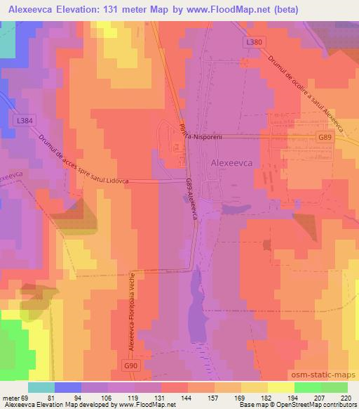 Alexeevca,Moldova Elevation Map