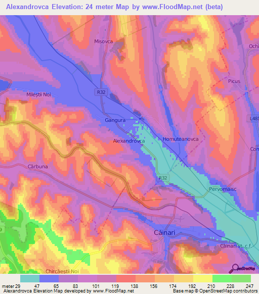 Alexandrovca,Moldova Elevation Map