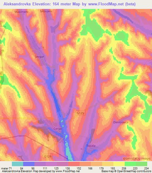 Aleksandrovka,Moldova Elevation Map