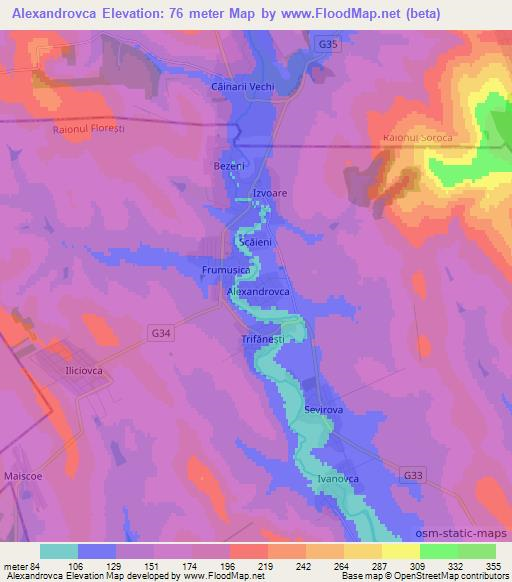 Alexandrovca,Moldova Elevation Map