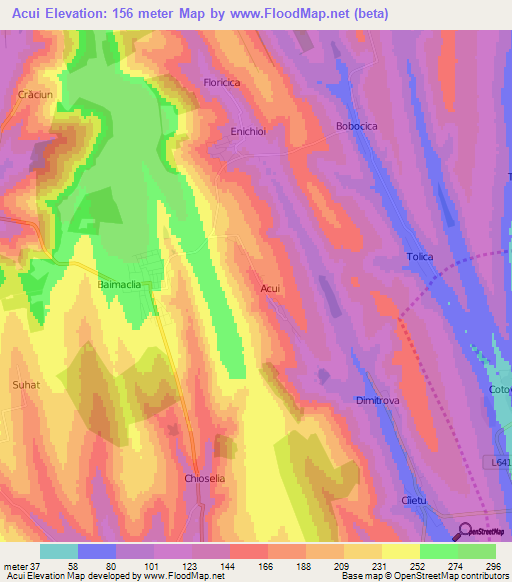 Acui,Moldova Elevation Map