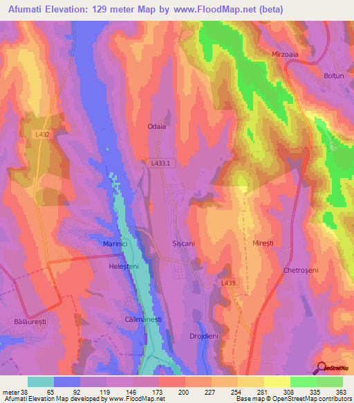 Afumati,Moldova Elevation Map