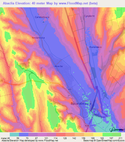 Abaclia,Moldova Elevation Map