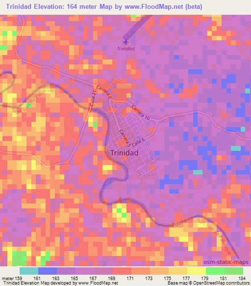 Trinidad,Colombia Elevation Map