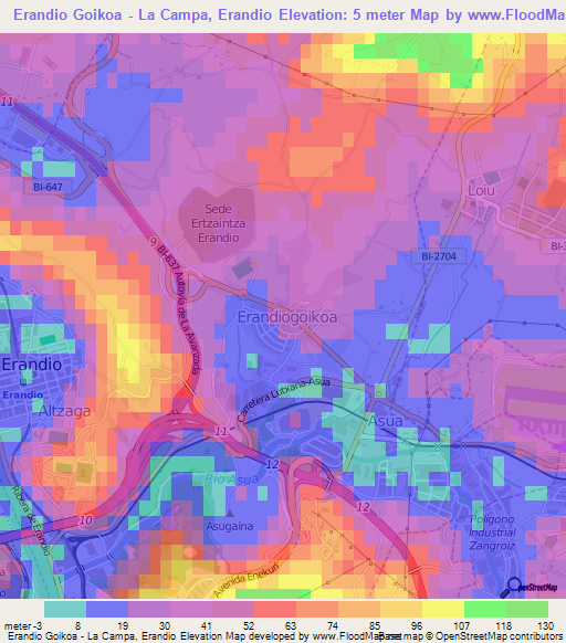 Erandio Goikoa - La Campa, Erandio,Spain Elevation Map