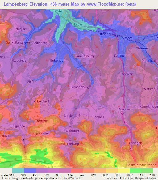 Lampenberg,Switzerland Elevation Map