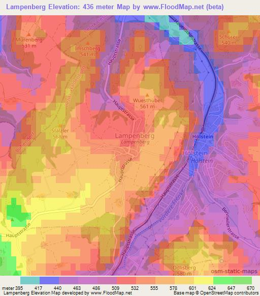 Lampenberg,Switzerland Elevation Map