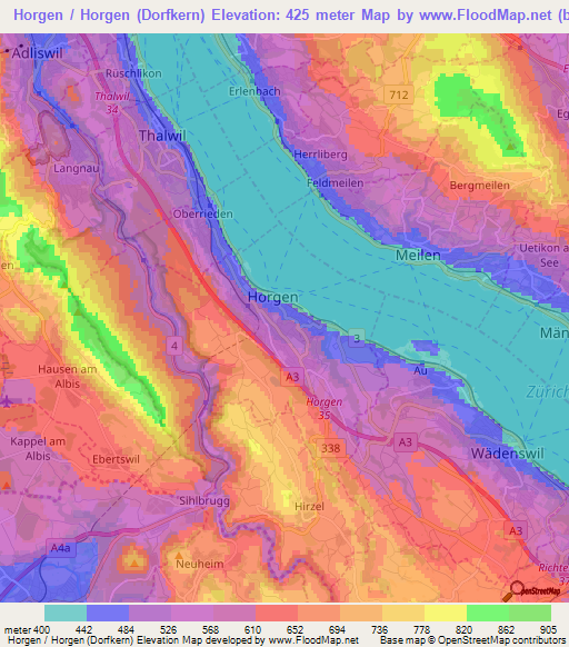 Horgen / Horgen (Dorfkern),Switzerland Elevation Map