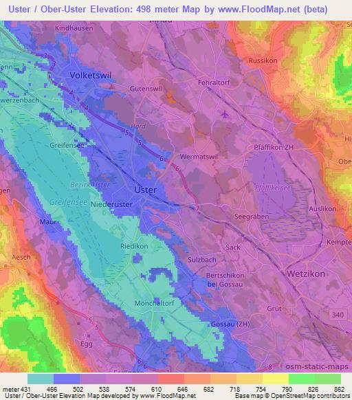 Uster / Ober-Uster,Switzerland Elevation Map