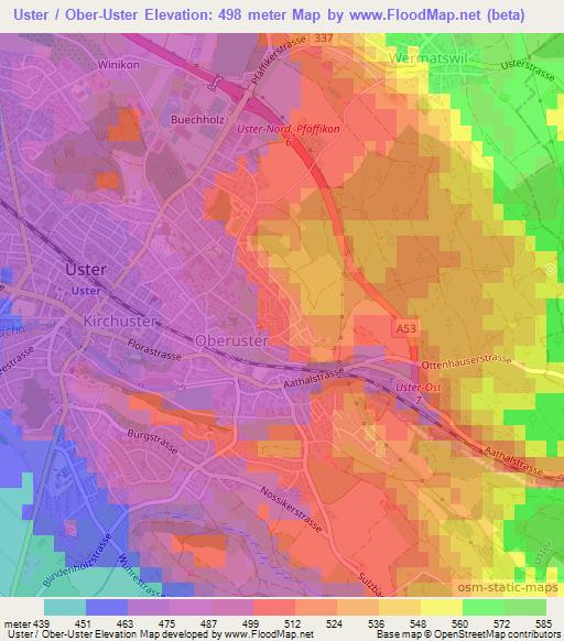 Uster / Ober-Uster,Switzerland Elevation Map