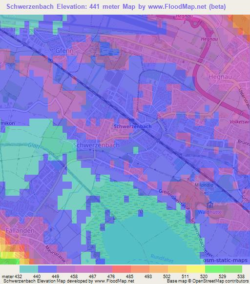 Schwerzenbach,Switzerland Elevation Map