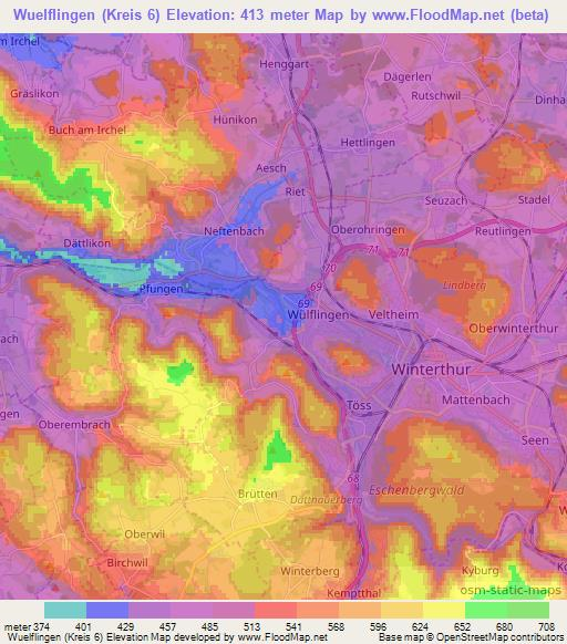 Wuelflingen (Kreis 6),Switzerland Elevation Map