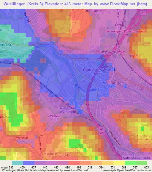 Wuelflingen (Kreis 6),Switzerland Elevation Map