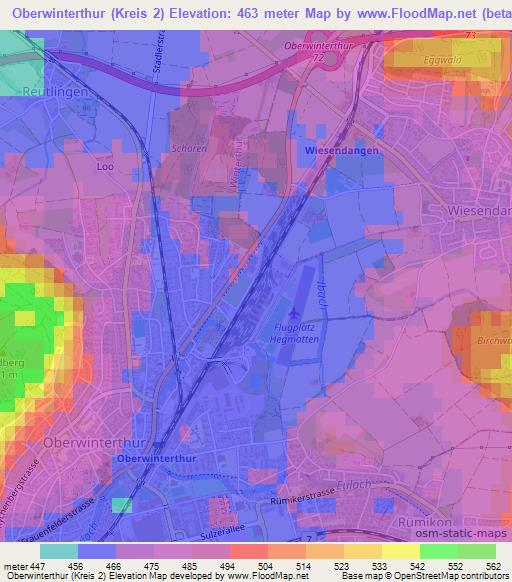 Oberwinterthur (Kreis 2),Switzerland Elevation Map