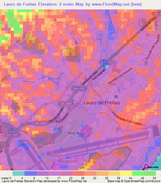 Lauro de Freitas,Brazil Elevation Map