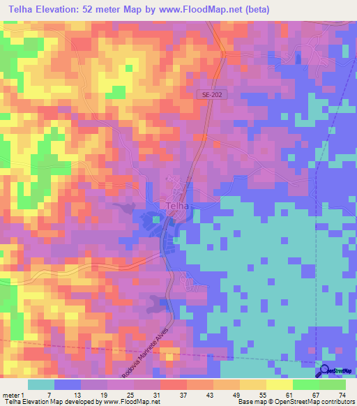 Telha,Brazil Elevation Map