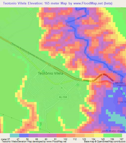 Teotonio Vilela,Brazil Elevation Map