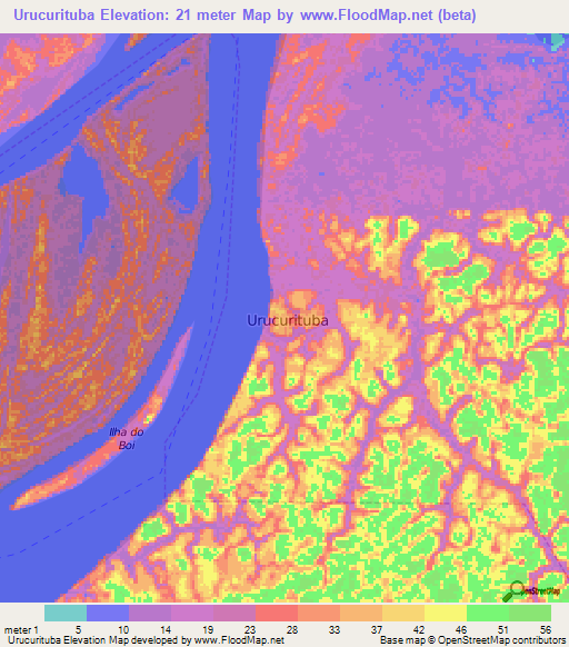 Urucurituba,Brazil Elevation Map