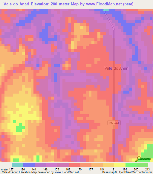 Vale do Anari,Brazil Elevation Map