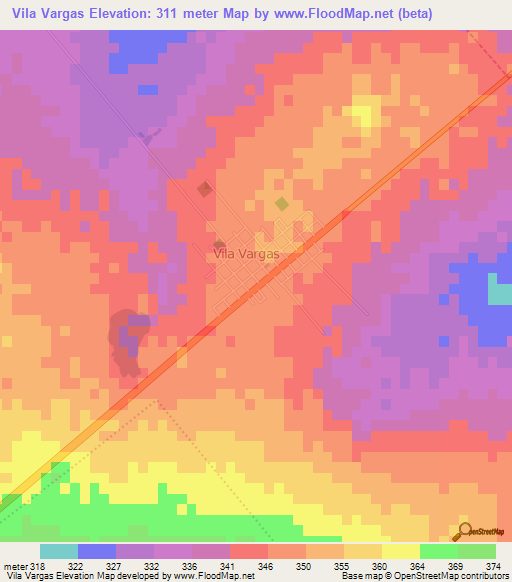 Vila Vargas,Brazil Elevation Map