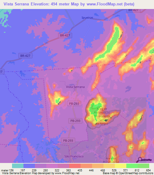 Vista Serrana,Brazil Elevation Map