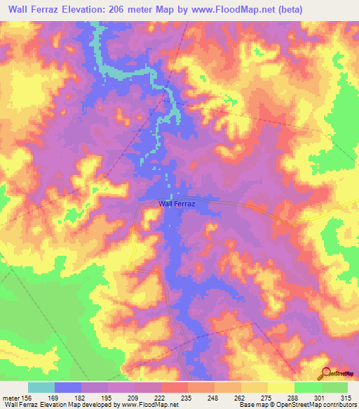 Wall Ferraz,Brazil Elevation Map