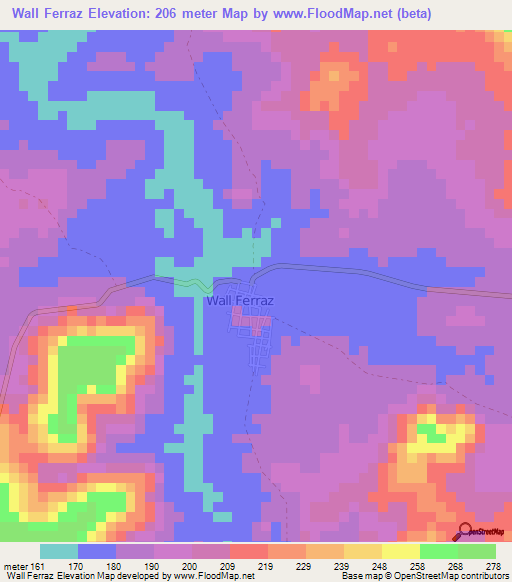 Wall Ferraz,Brazil Elevation Map