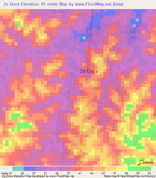 Ze Doca,Brazil Elevation Map