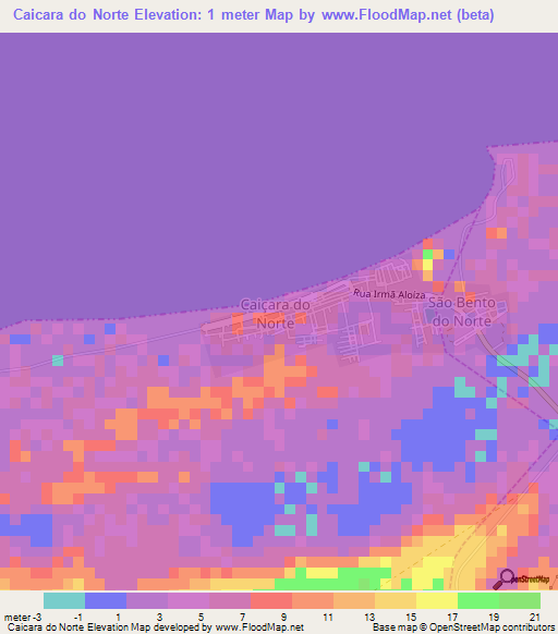 Caicara do Norte,Brazil Elevation Map