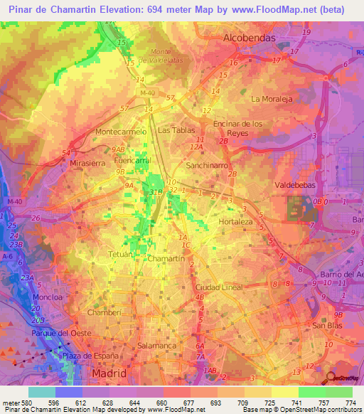 Pinar de Chamartin,Spain Elevation Map