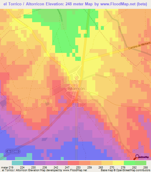 el Torrico / Altorricon,Spain Elevation Map