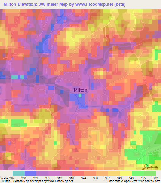 Milton,US Elevation Map