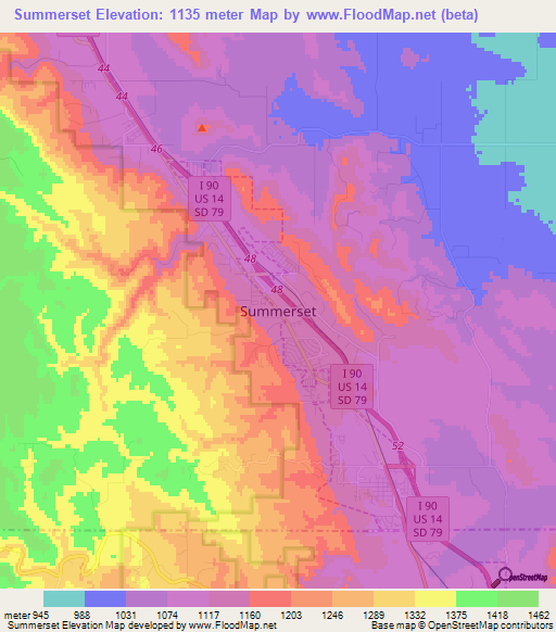 Summerset,US Elevation Map