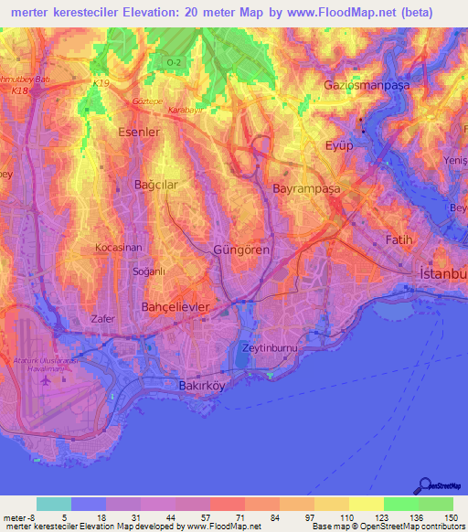 merter keresteciler,Turkey Elevation Map