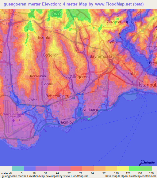 guengoeren merter,Turkey Elevation Map