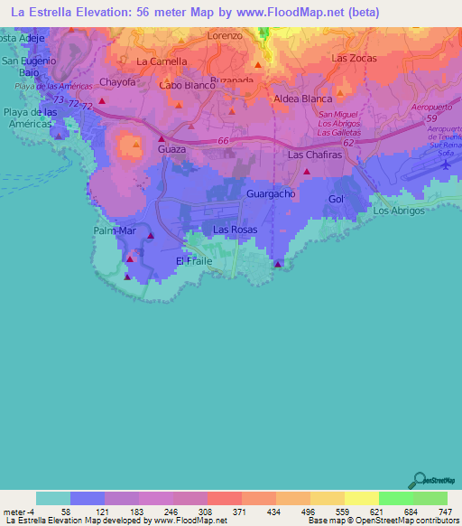 La Estrella,Spain Elevation Map