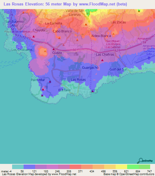 Las Rosas,Spain Elevation Map