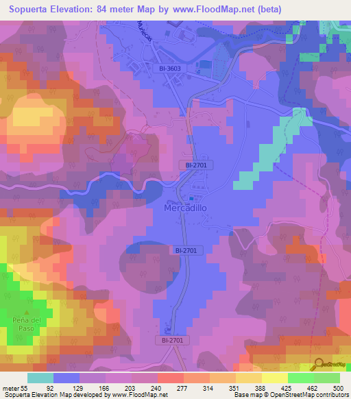 Sopuerta,Spain Elevation Map