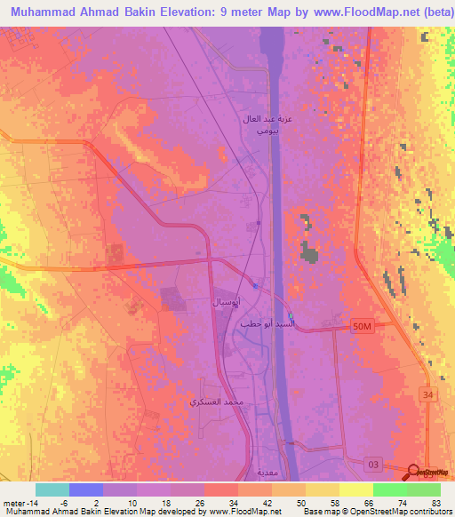 Muhammad Ahmad Bakin,Egypt Elevation Map
