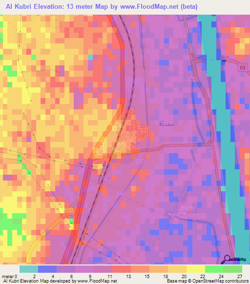 Al Kubri,Egypt Elevation Map