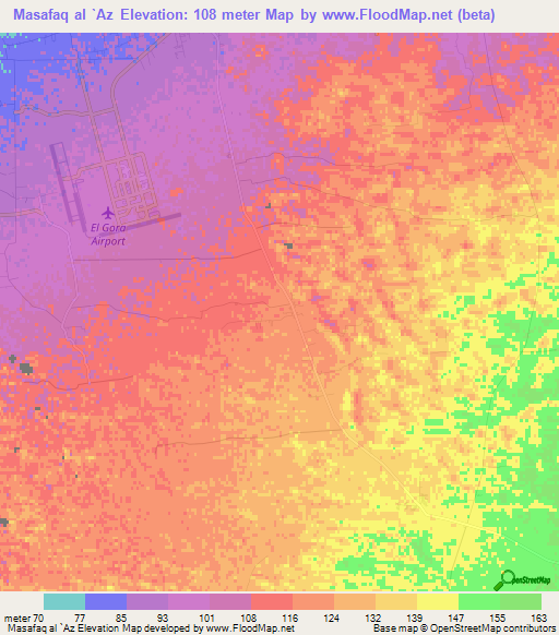 Masafaq al `Az,Egypt Elevation Map